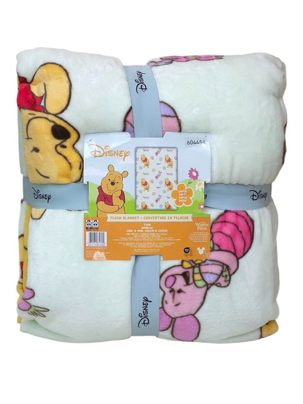 Disney Winnie The Pooh Twin Plush Blanket 60"x90" Super Soft Easter Eggs Green